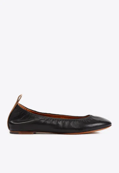 LANVIN METALLIC LEATHER BALLERINA FLATS
