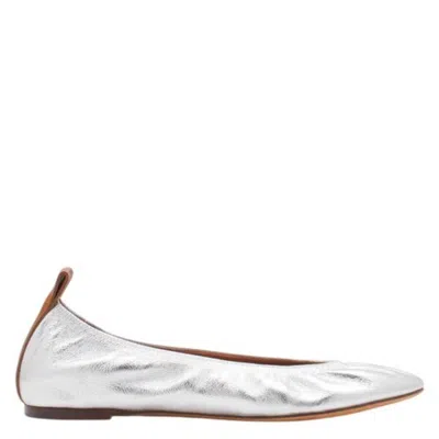 LANVIN LANVIN METALLIC LEATHER BALLERINA FLATS