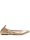 Lanvin Ruched Detail Metallic Ballerina Shoes In Silver
