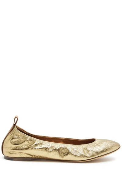 Lanvin Metallic Leather Ballet Flats In Gold