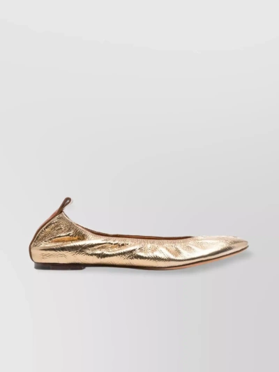 Lanvin Metallic Leather Ballet Flats With Round Toe In Gold