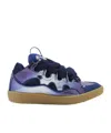 Lanvin Curb Sneakers In Metallic Leather For Women In Blue