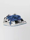 Lanvin Curb Metallic Leather Sneakers With Mesh Laces Shoes In Multi