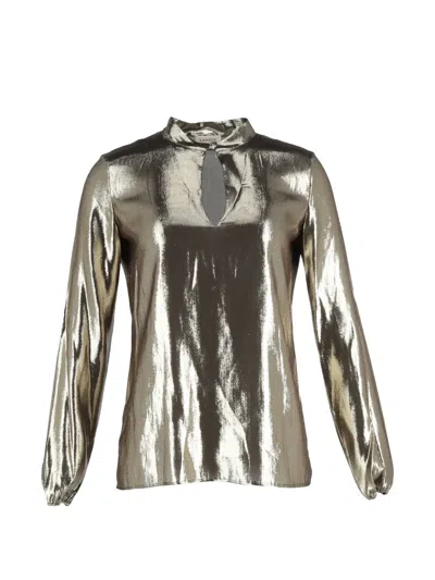 Pre-owned Lanvin Metallic Long-sleeve Blouse In Gold