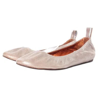 Pre-owned Lanvin , Metallic Stretch Ballerinas In Fabric In Sand
