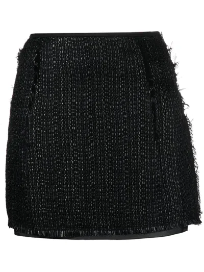 Lanvin Metallic Tweed A-line Miniskirt In Black