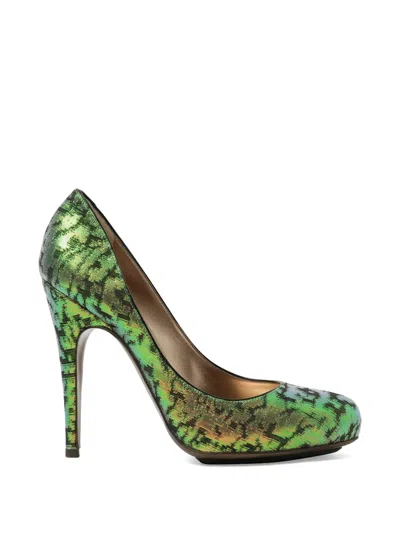 LANVIN METALLIC-EFFECT PATTERNED PUMPS