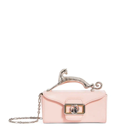 Lanvin Micro Leather Pencil Cat Top-handle Bag In Pink