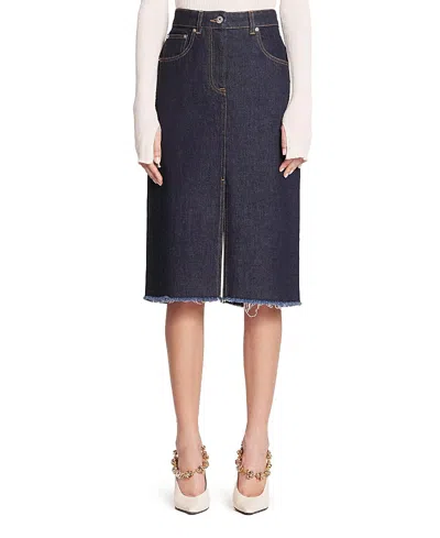 Lanvin Mid-length Straight Denim Skirt In Navy Blue