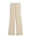 Lanvin Wool Trousers With Cropped Wide Leg In Nude