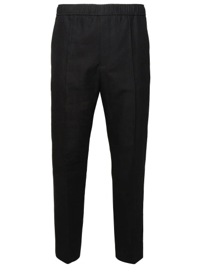 Lanvin Mid-rise Tapered Cropped Trousers In Nero