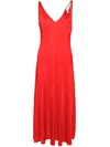 Lanvin Red Flame Sleeveless A-line Midi Dress In Red