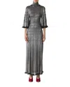 Lanvin Midi Dress In Metallic Viscose In Black