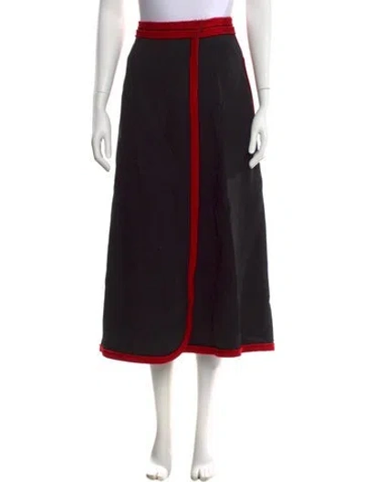 Pre-owned Lanvin Midi Length Skirt In Black