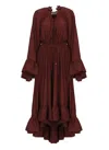 Lanvin Bordeaux Pleated Midi Dress