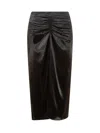 Lanvin Draped Satin-jacquard Midi Skirt In Black