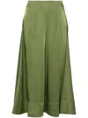 Lanvin Green Satin Flared Midi Skirt In Green