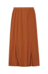 Lanvin Pleated Button-detail Skirt In Brown