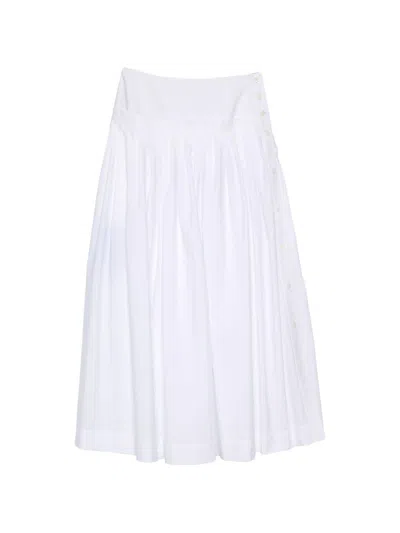Lanvin Midi Skirt With Side Button Closure In White