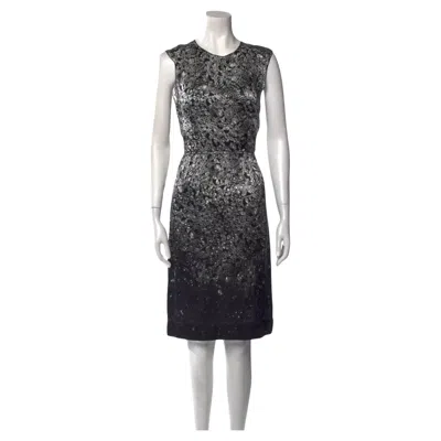 Pre-owned Lanvin Midi Sleeveless Grey Printed Dress, 200s In Gray