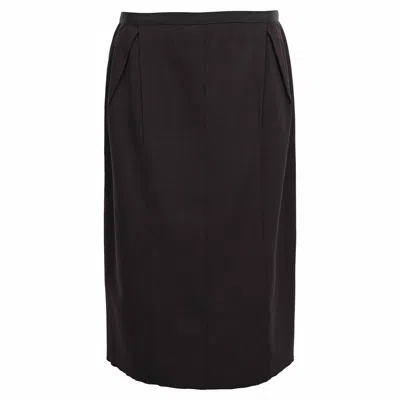 Lanvin Midi Straight Skirt In Black Wool
