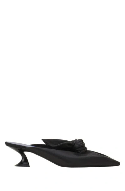 LANVIN LANVIN MIDNIGHT STEP BOW LEATHER MULE WITH HEEL