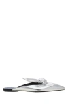 Lanvin Midnight Step Bow Mule In Metallic Leather In Silver