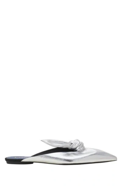 LANVIN LANVIN MIDNIGHT STEP BOW MULE IN METALLIC LEATHER