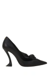 Lanvin Midnight Step Leather Bow Pump In Black