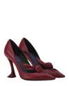 Lanvin Midnight Step Leather Bow Pump In Burgundy