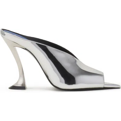 Lanvin Midnight Step Mule In Metallic Leather In Silver