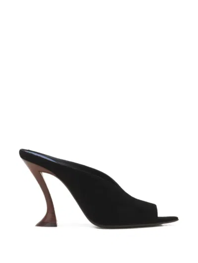 Lanvin Midnight Step Mules In Suede In Black