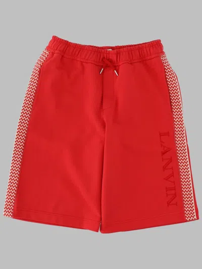 Lanvin Mini Cotton Bermuda Shorts For Kids (ss26) In Red