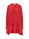 Lanvin Short Dress With Red Pleated Effect In Red