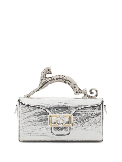 Lanvin Mini Pencil Cat Tote Bag In Silver