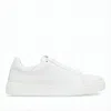 Lanvin Minimalist White Calf Leather Sneakers With Embossed Branding In White