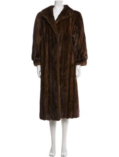 Pre-owned Lanvin Mink Faux Fur Coat In Brown