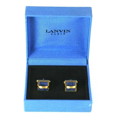 Pre-owned Lanvin Mint In Box Lapis Quartz Logo Cufflinks In Blue