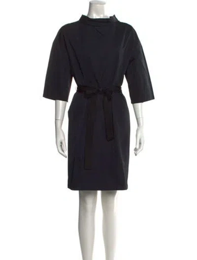 Pre-owned Lanvin Mock Neck Knee-length Dress In Black