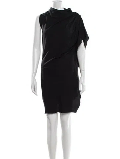 Pre-owned Lanvin Mock Neck Knee-length Dress In Gray