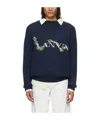 Lanvin Mock-neck Logo-jacquard Jumper In Multicolor