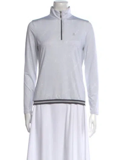 Pre-owned Lanvin Mock Neck Long Sleeve Sweatshirt In White