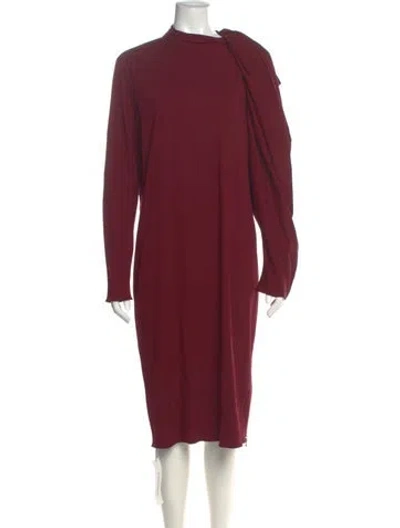Pre-owned Lanvin Mock Neck Midi Length Dress In Burgundy