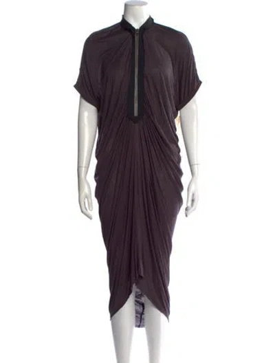 Pre-owned Lanvin Mock Neck Midi Length Dress In Purple