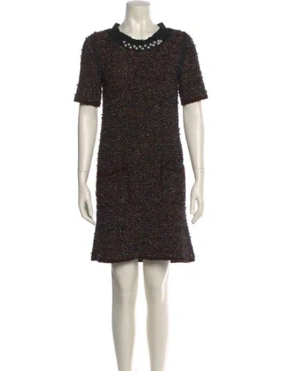 Pre-owned Lanvin Mock Neck Mini Dress In Black