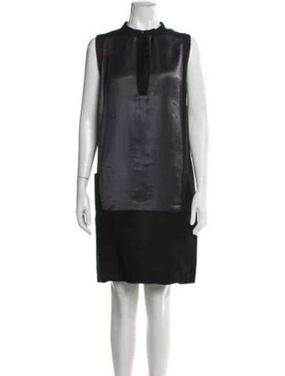 Pre-owned Lanvin Mock Neck Mini Dress In Blue