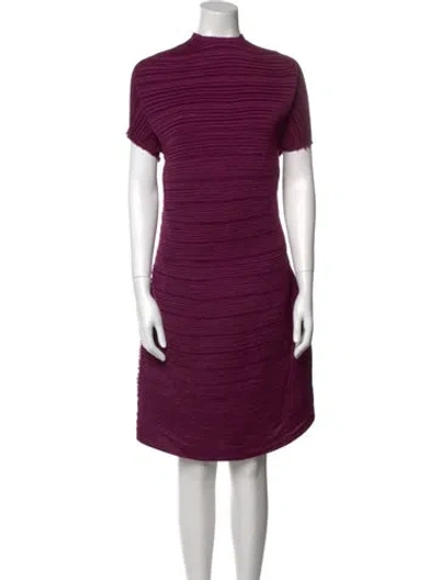 Pre-owned Lanvin Mock Neck Mini Dress In Burgundy