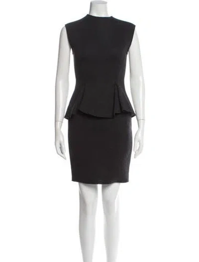 Pre-owned Lanvin Mock Neck Mini Dress In Gray