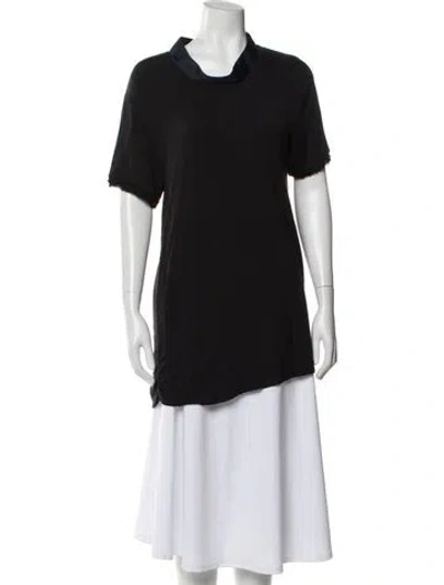 Pre-owned Lanvin Mock Neck Short Sleeve T-shirt In Black