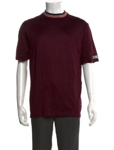 Pre-owned Lanvin Mock Neck Short Sleeve T-shirt In Burgundy
